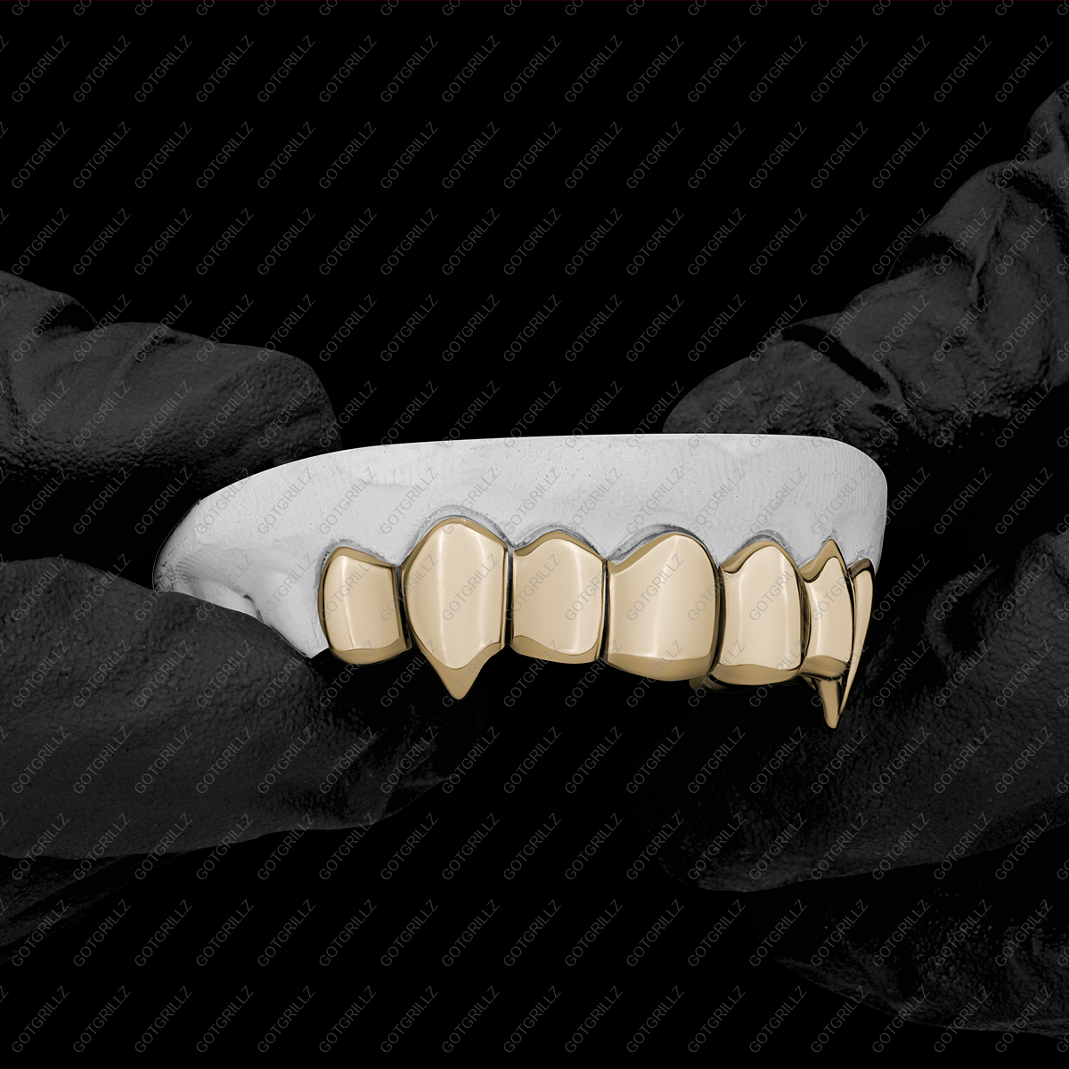 Gold Solid Polished K9 Fangs Grillz - GotGrillz