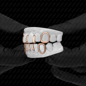 Pave CZ Dental Grill 18k Gold Plated Open Face Grillz With Pave Cz 6 Bottom Teeth 747311