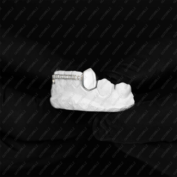 Yellow Gold Diamond Bar with K9 Fang Grillz - GotGrillz