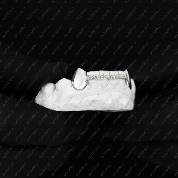 Yellow Gold Diamond Bar with K9 Fang Grillz - GotGrillz