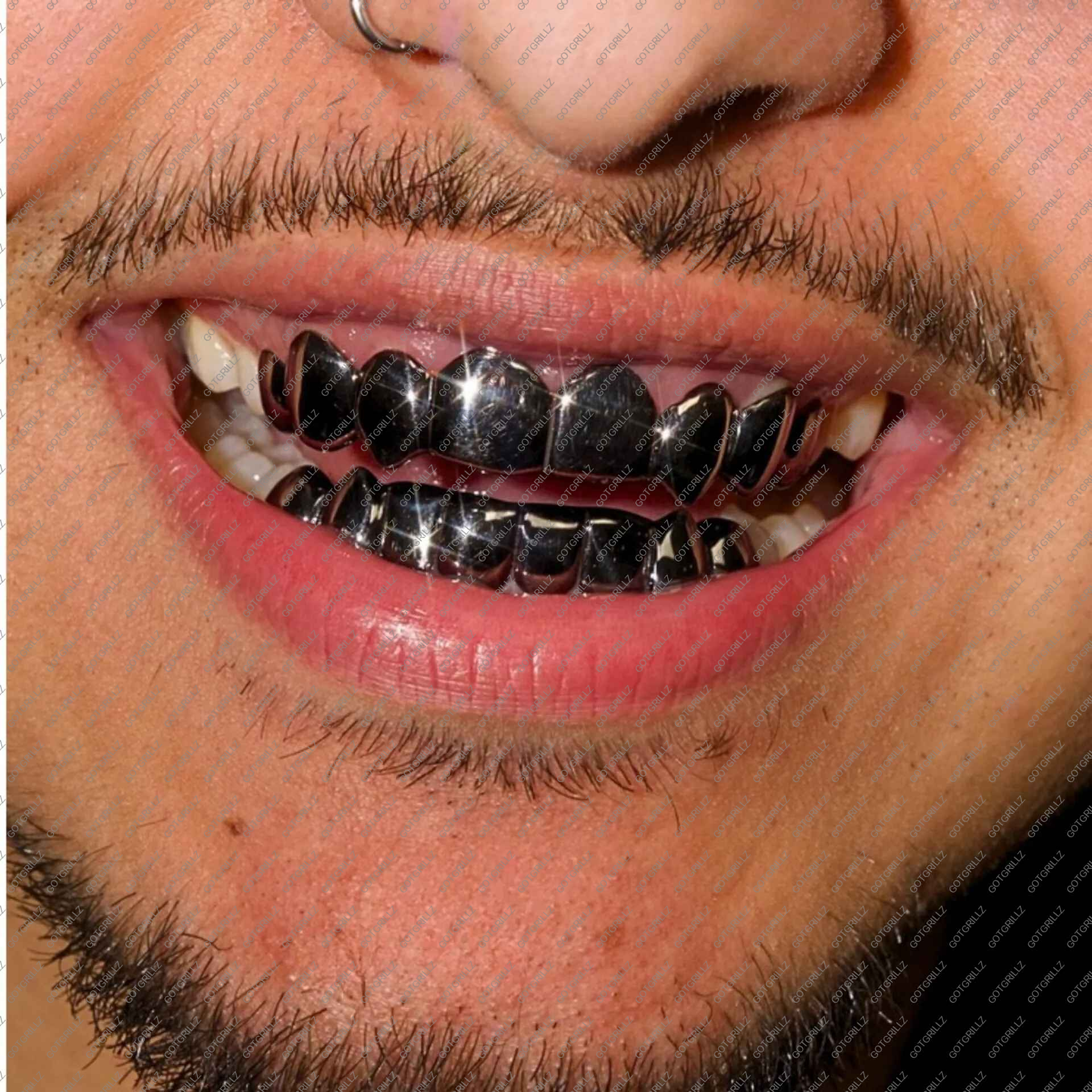 Person Black Rhodium Classic Solid Grillz - GotGrillz