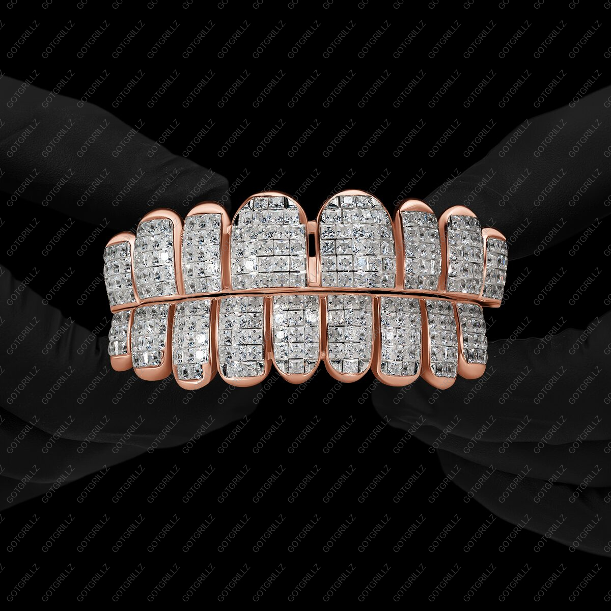 Rose Gold Full Set Invisible Set Moissanite Grillz - GotGrillz