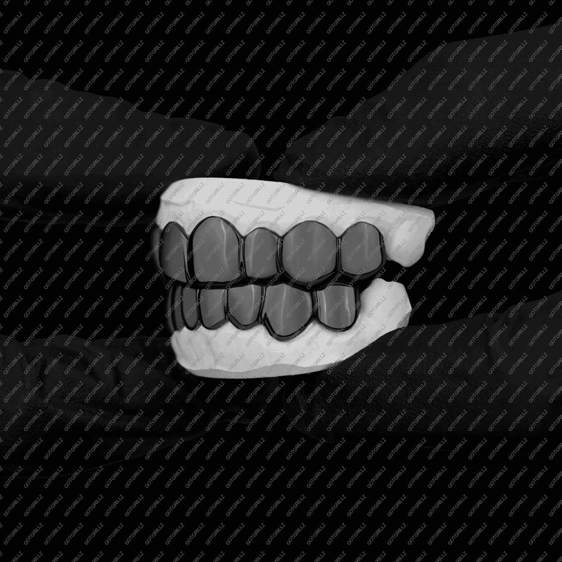 Side Look Black Rhodium Classic Solid Grillz - GotGrillz