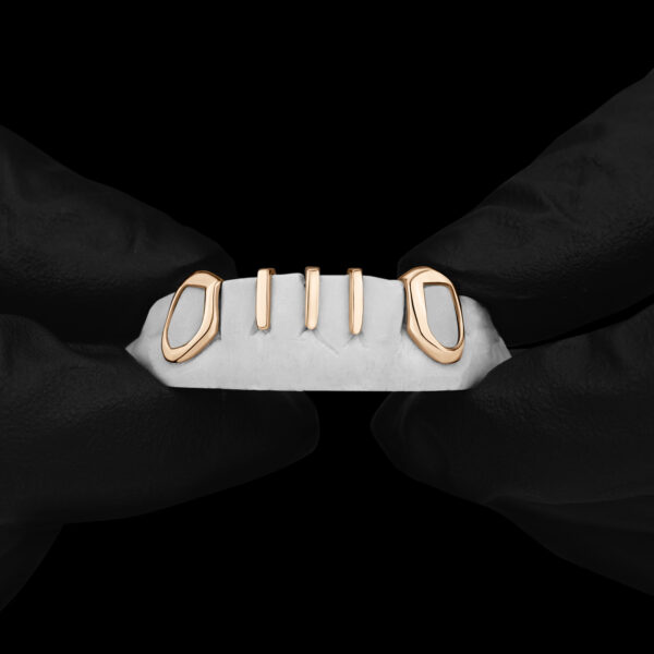 Yellow Gold Multi Gap Bar with Open Face K9 Grillz - GotGrillz