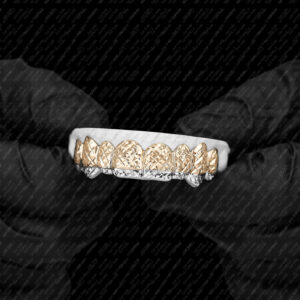 Two Tone Yellow Gold & White Gold Diamond Cut Tips Grillz - GotGrillz