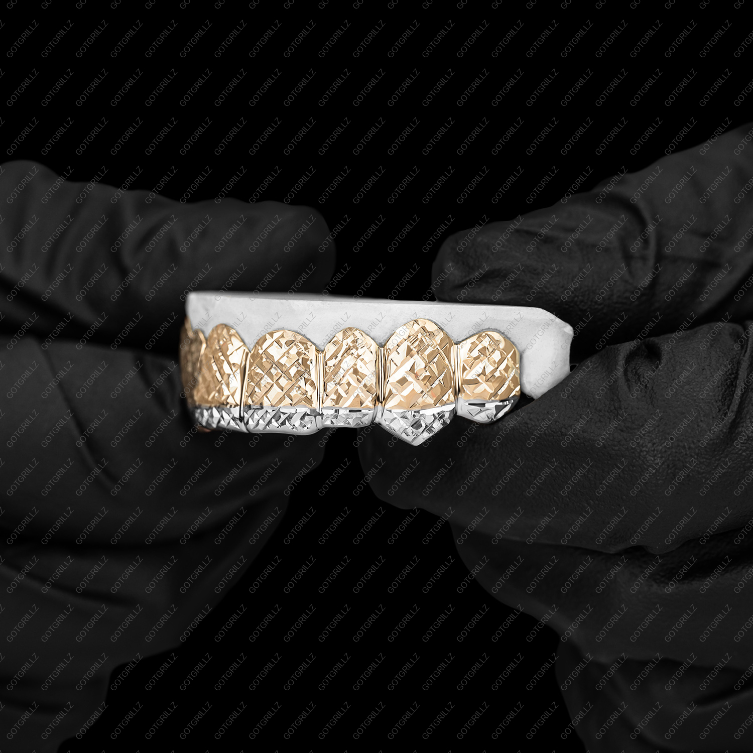 Two Tone Yellow Gold & White Gold Diamond Cut Tips Grillz - GotGrillz