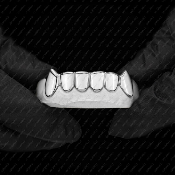 White Gold Solid Polished K9 Fangs Grillz - GotGrillz