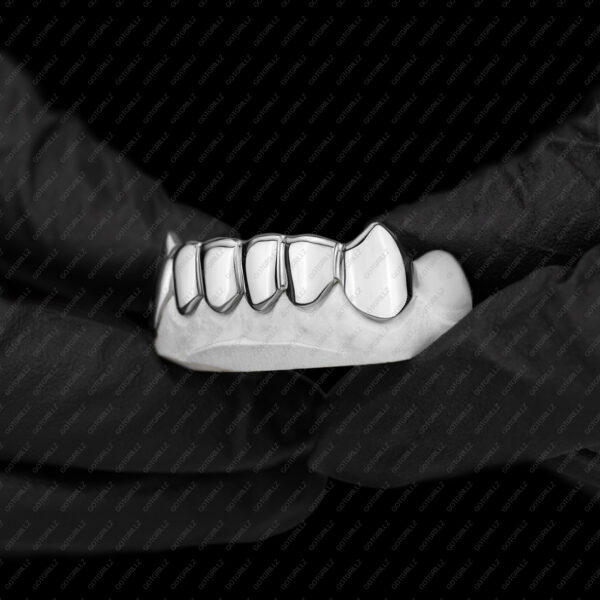 White Gold Solid Polished K9 Fangs Grillz - GotGrillz