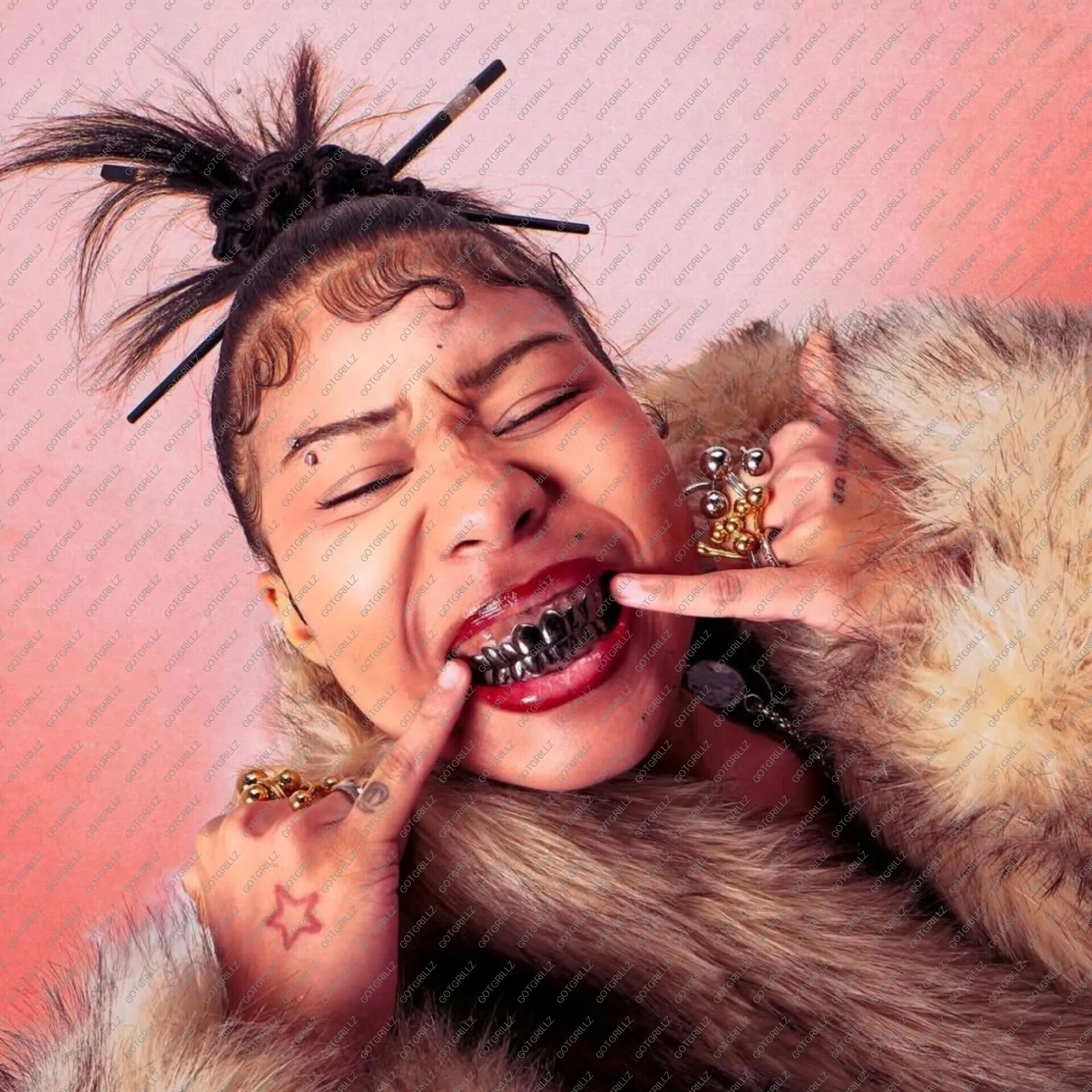 Women Black Rhodium Classic Solid Grillz