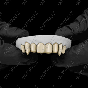 Yellow Gold Solid Polished K9 Fangs Grillz