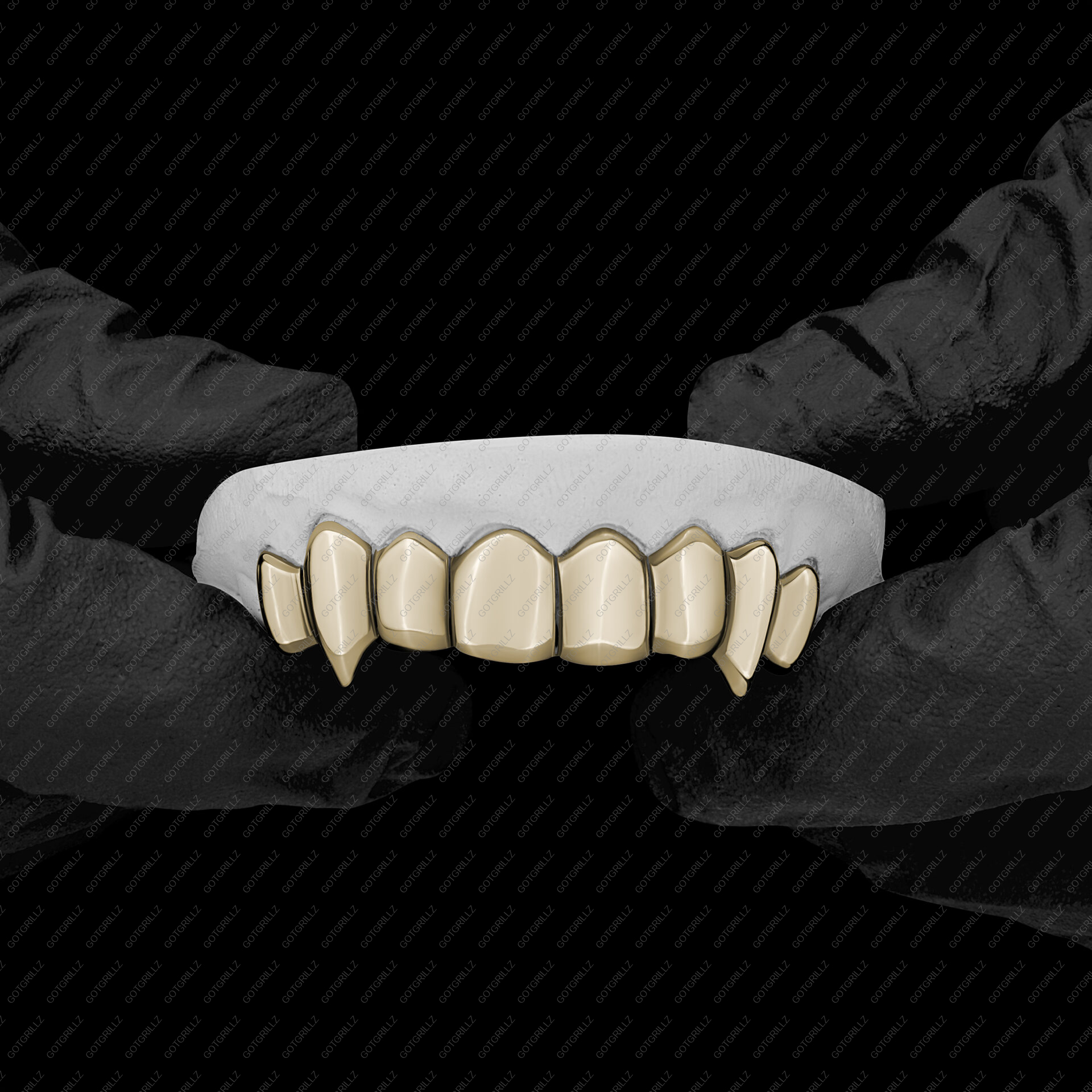 Yellow Gold Solid Polished K9 Fangs Grillz