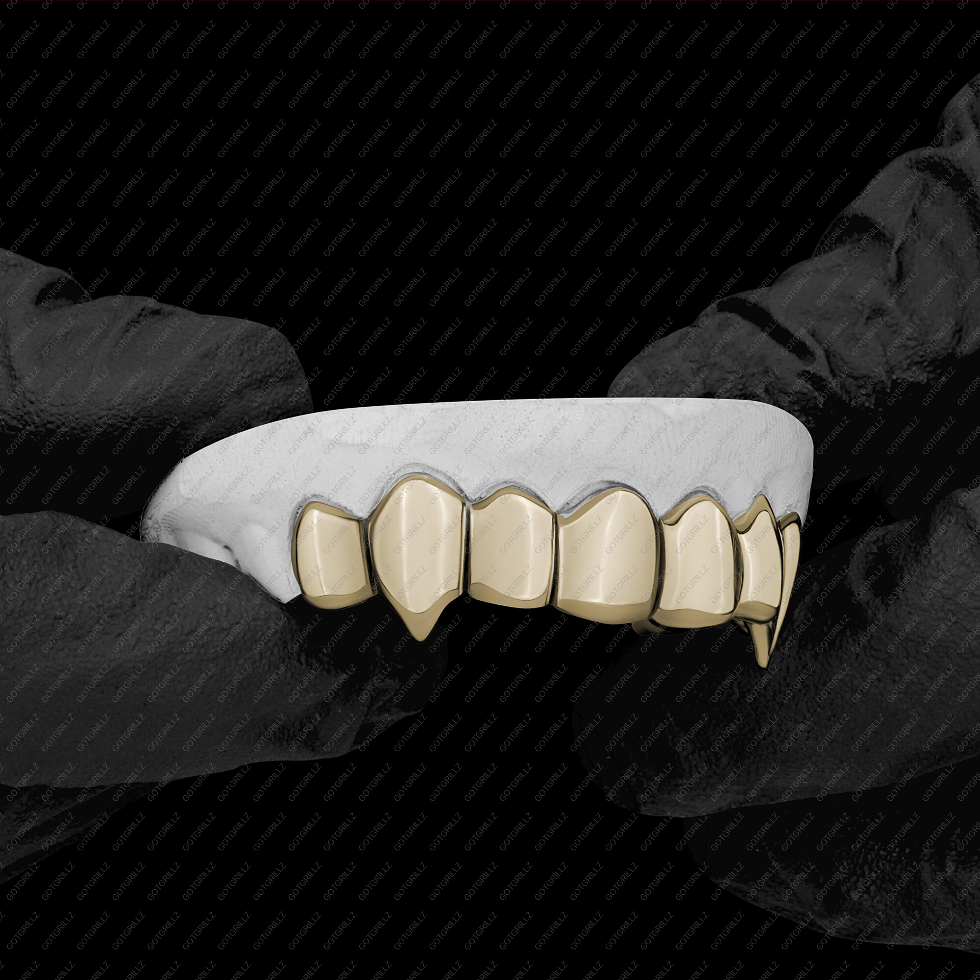 Yellow Gold Solid Polished K9 Fangs Grillz