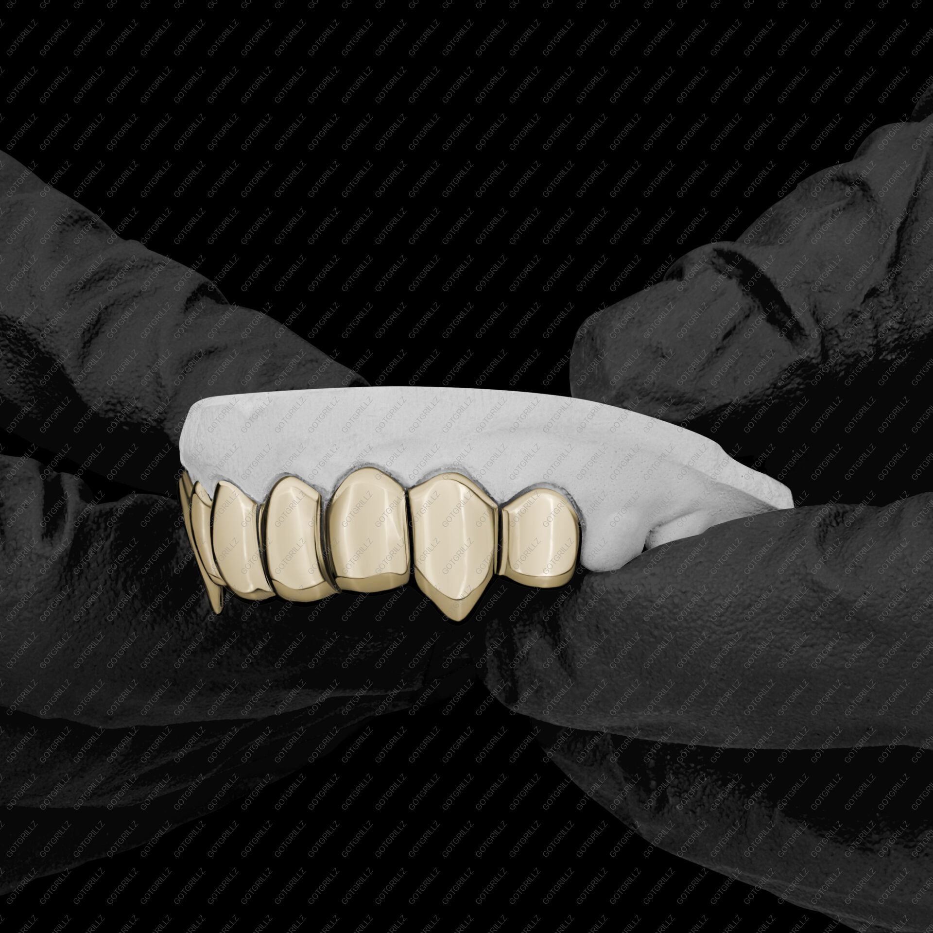 Yellow Gold Solid Polished K9 Fangs Grillz