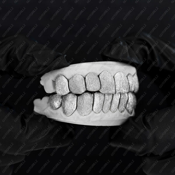 White Gold Full Diamond Dust Grillz - GotGrillz