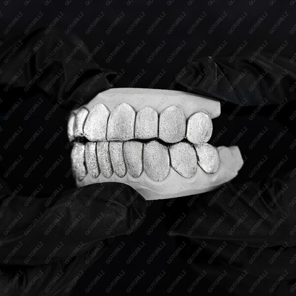 White Gold Full Diamond Dust Grillz - GotGrillz