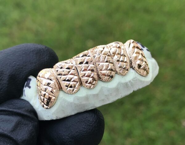Yellow Gold Full Diamond Dust Cut Grillz - GotGrillz