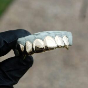 Yellow Gold Solid Polished K9 Fangs Grillz - GotGrillz