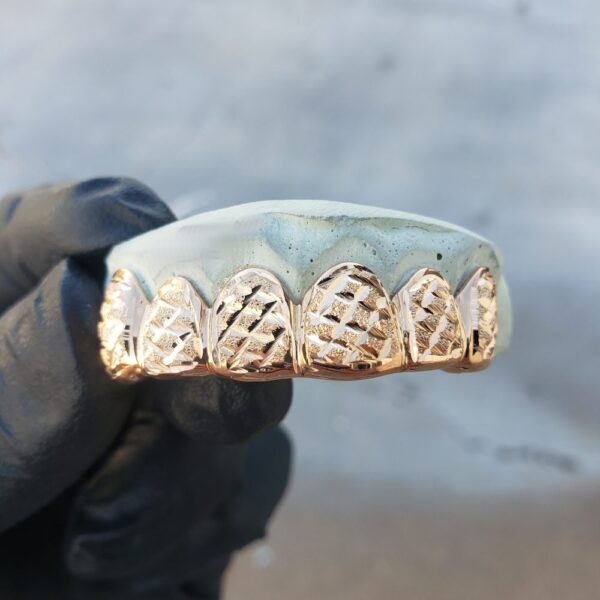 Rose Gold Diamond Dust Cut Grillz - GotGrillz