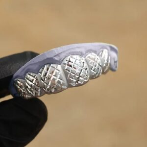 White Gold Satin Finish with Polished Diamond Cut Grillz - GotGrillz