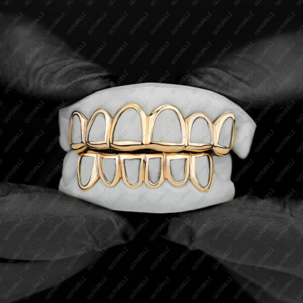 Yellow Gold Classic Polished Open Face Grillz - GotGrillz