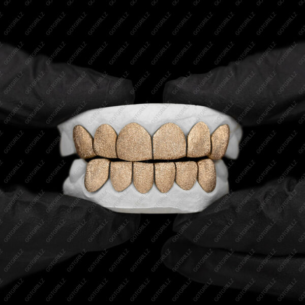 Yellow Gold Full Diamond Dust Grillz - GotGrillz