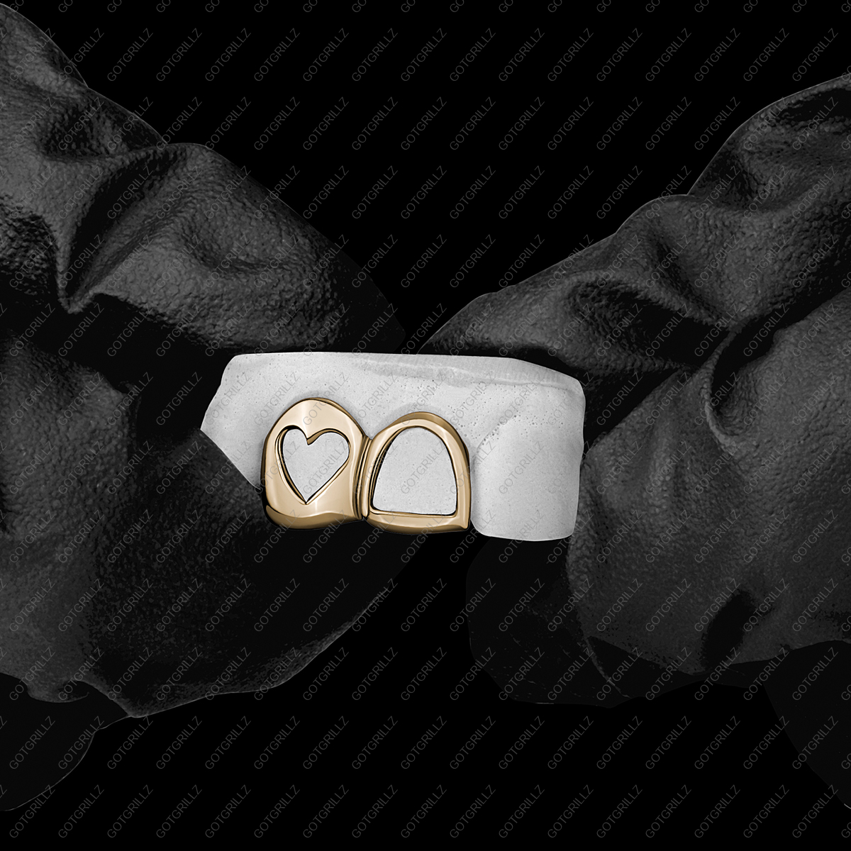 Heart Cutout Open Face Double Cap Yellow Grillz - GotGrillz