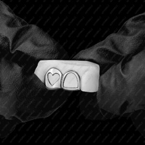 Heart Cutout Open Face Double Cap White Grillz - GotGrillz