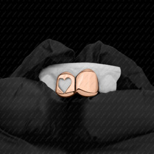 Rose Gold Heart Cutout Solid Double Cap Grillz - GotGrillz