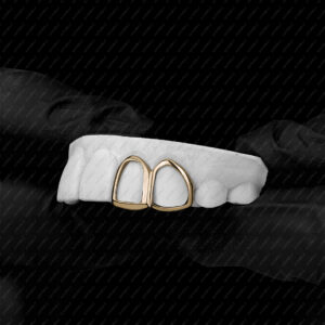 Yellow Gold Double Cap Open Face Grillz - GotGrillz