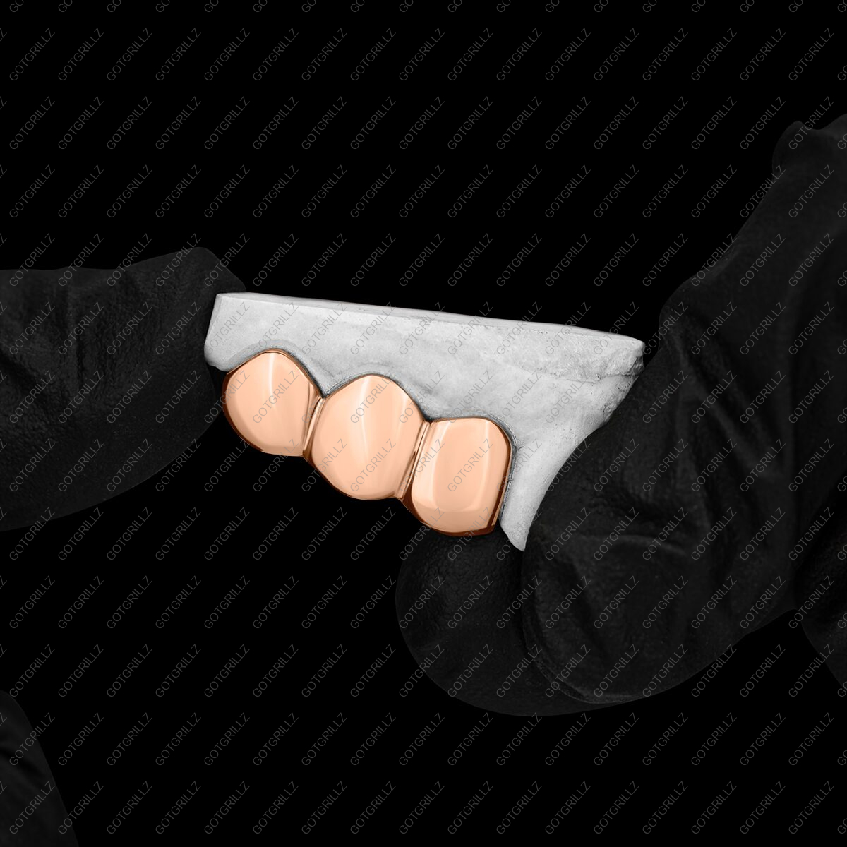 3 Piece Rose Gold Solid Grillz - GotGrillz