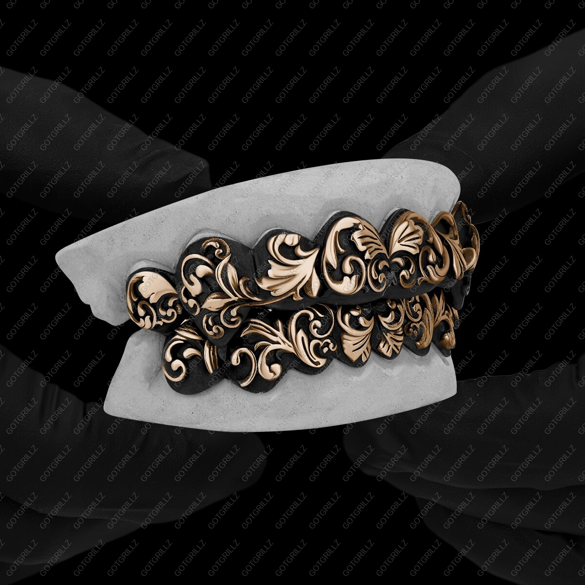 Antiqued Victorian Floral Grillz - GotGrillz