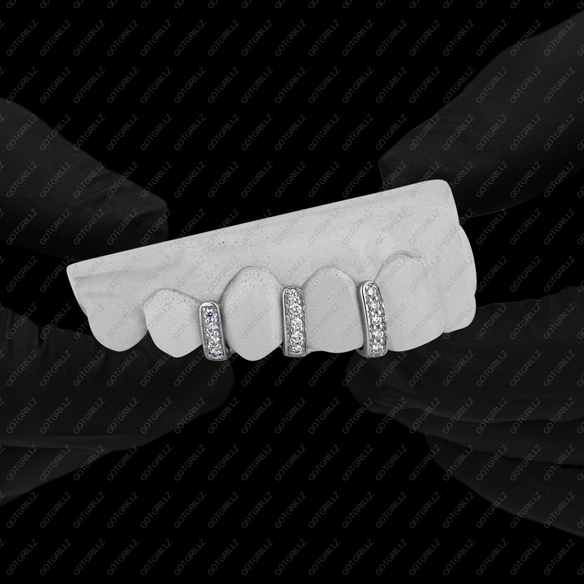 Custom 3 piece Moissanite Gap Bar Grillz - GotGrillz