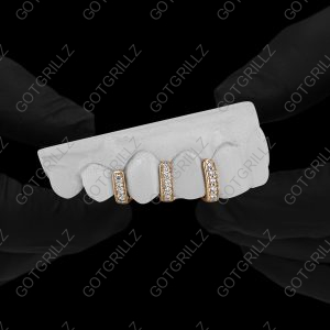 Custom 3 piece Moissanite Gap Bar Grillz - GotGrillz