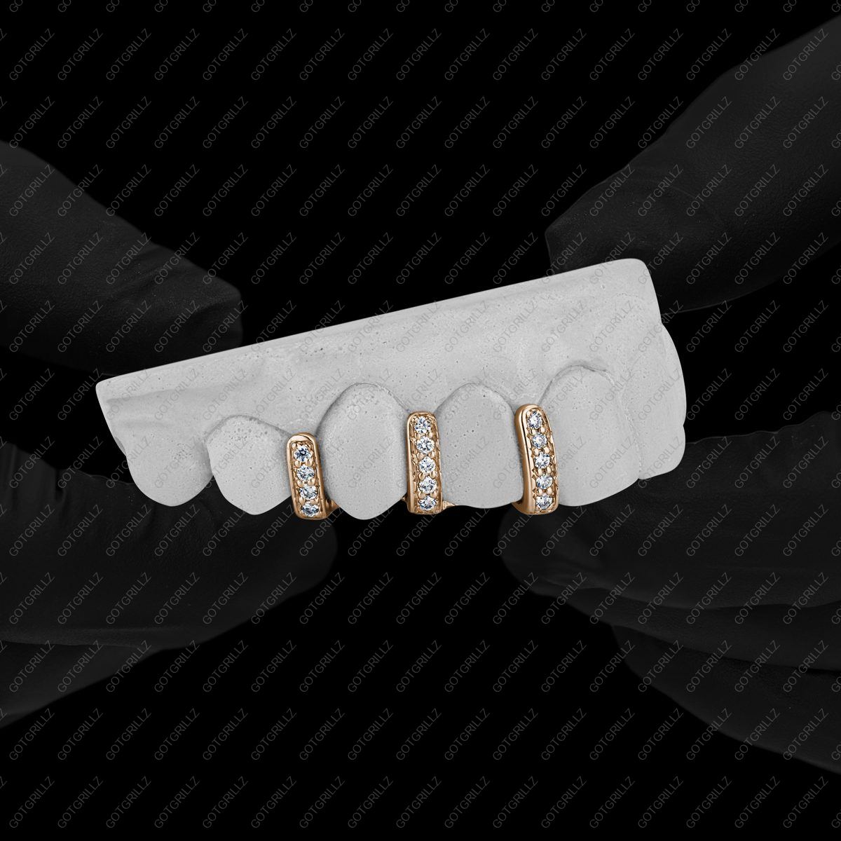 Custom 3 piece Moissanite Gap Bar Grillz - GotGrillz