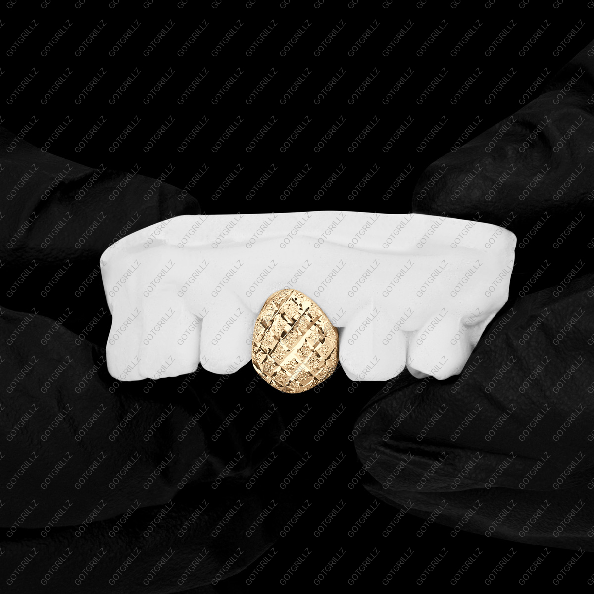 Yellow Gold Diamond Dust Cut Single Tooth Grillz - GotGrillz