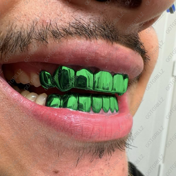 Green Polished Solid Classic Grillz - GotGrillz