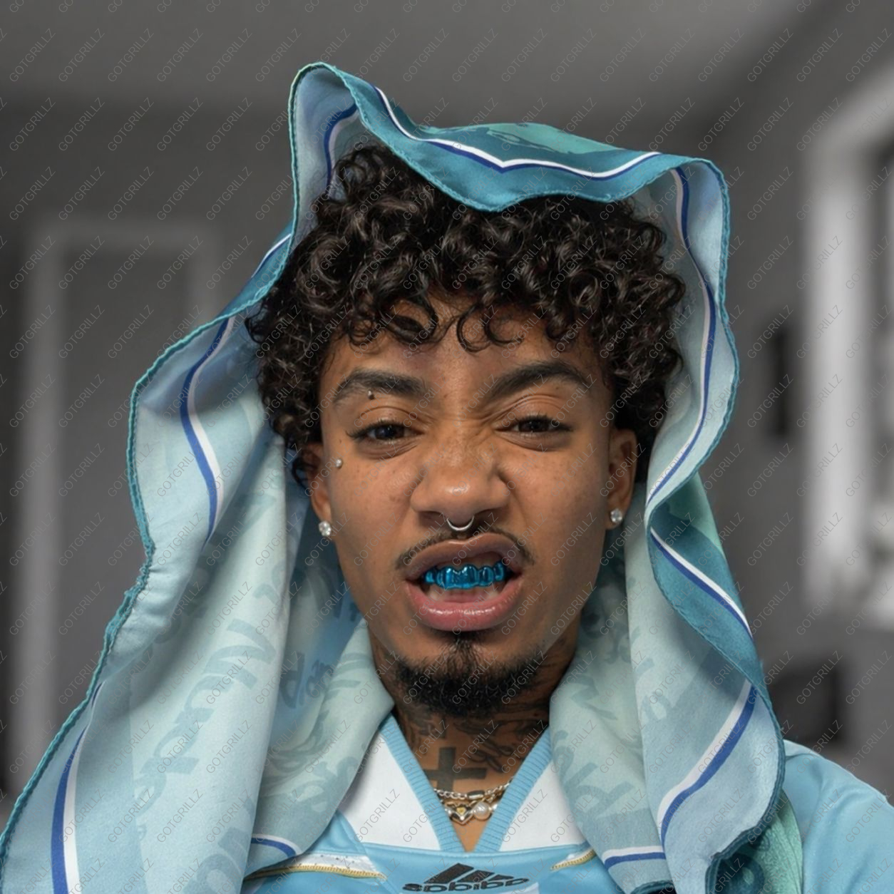 Light Blue Polished Solid Classic Grillz