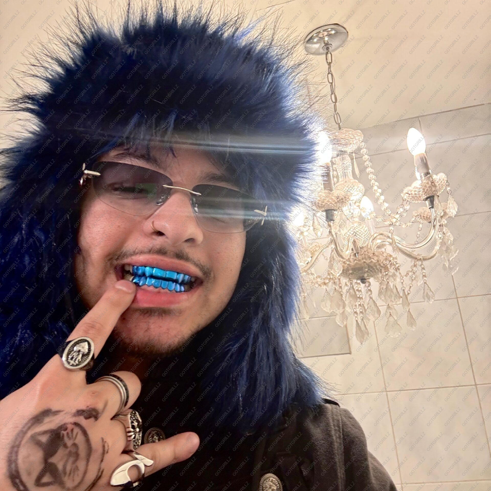 Light Blue Polished Solid Classic Grillz