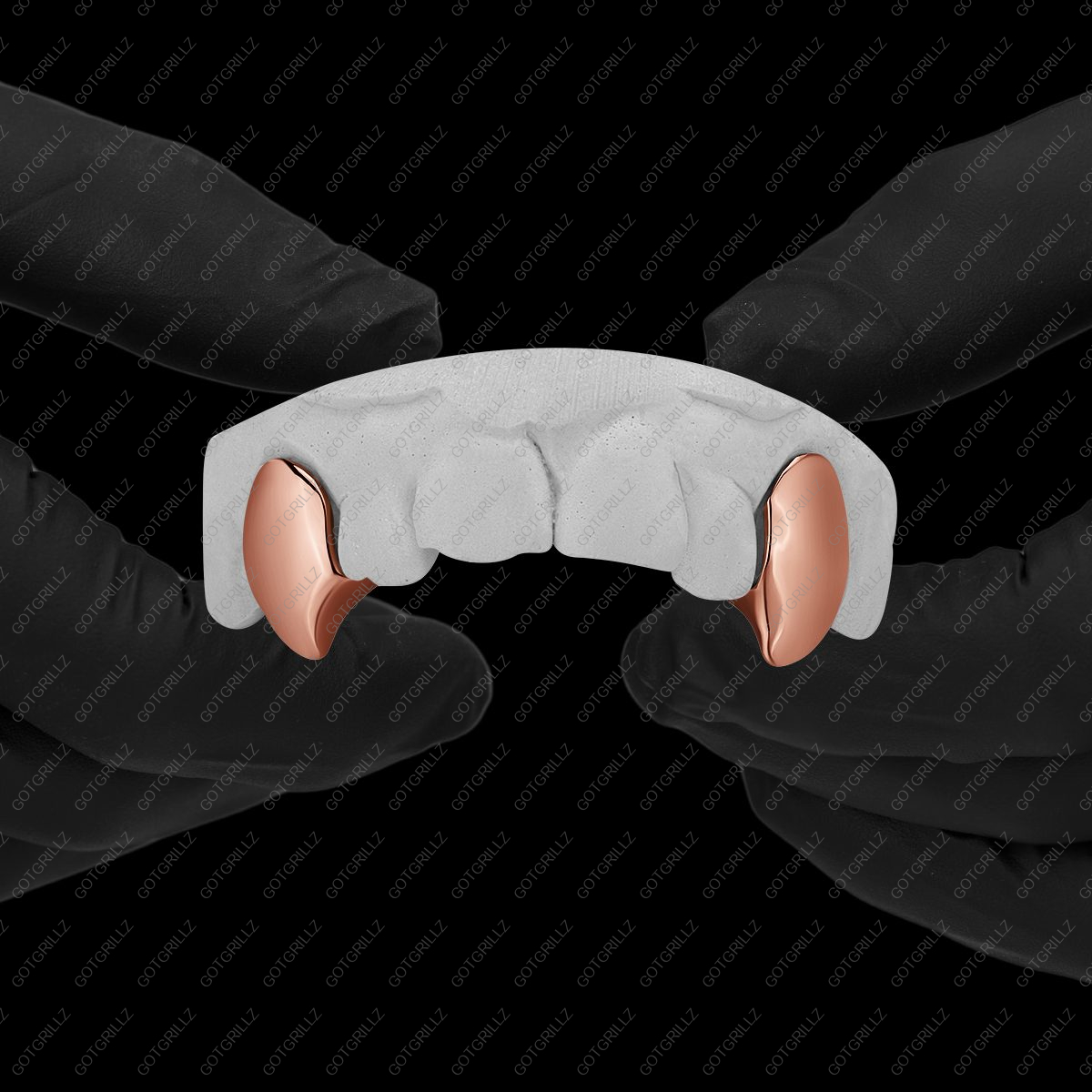 Rose Gold Solid K9 Wolf Fang Grillz - GotGrillz