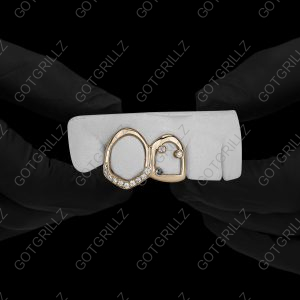 Open Face Double Cap Grillz with Scattered Stones