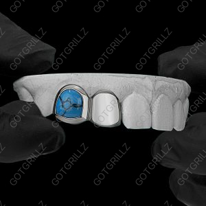 Turquoise Open Face Double Cap Grillz