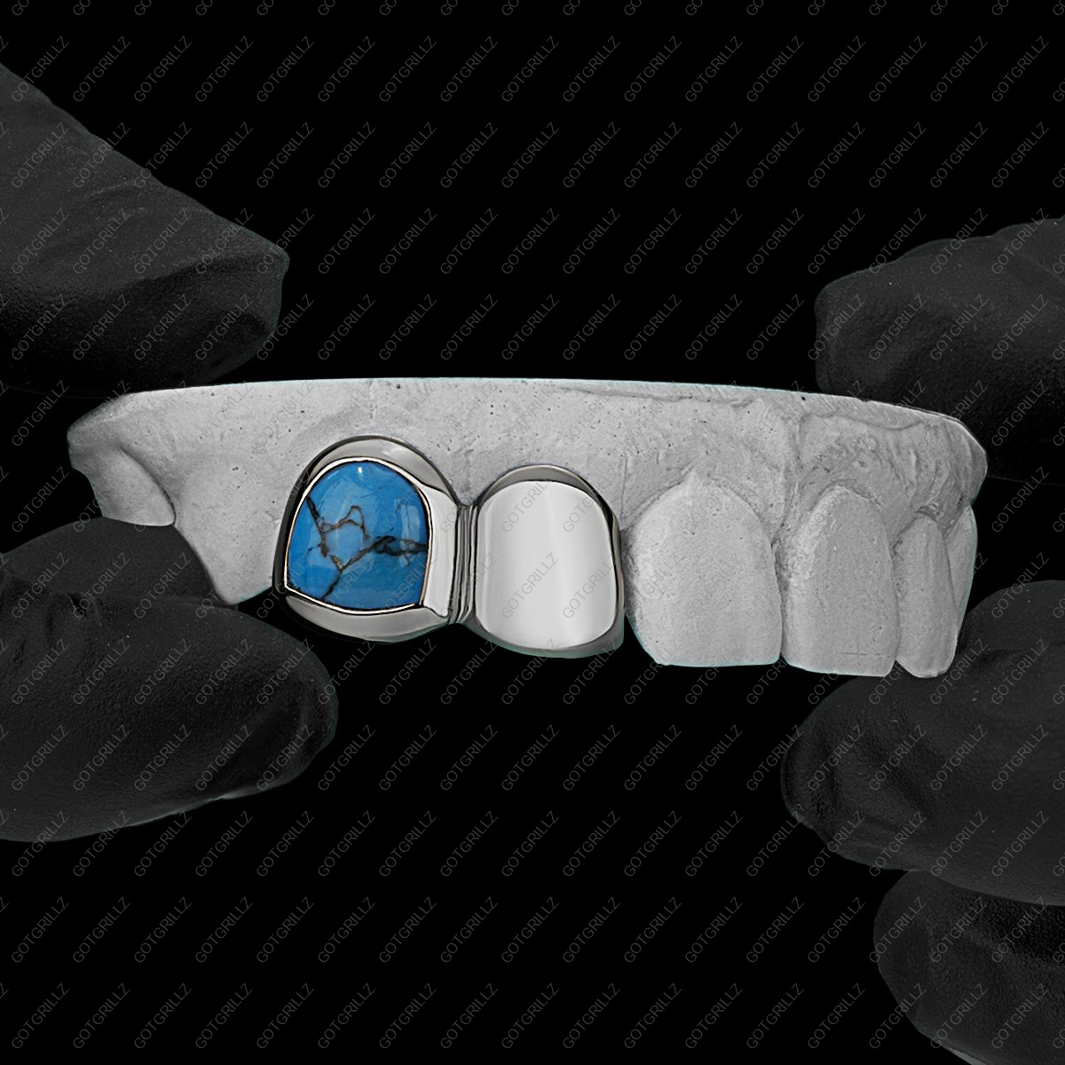 Turquoise Open Face Double Cap Grillz - GotGrillz