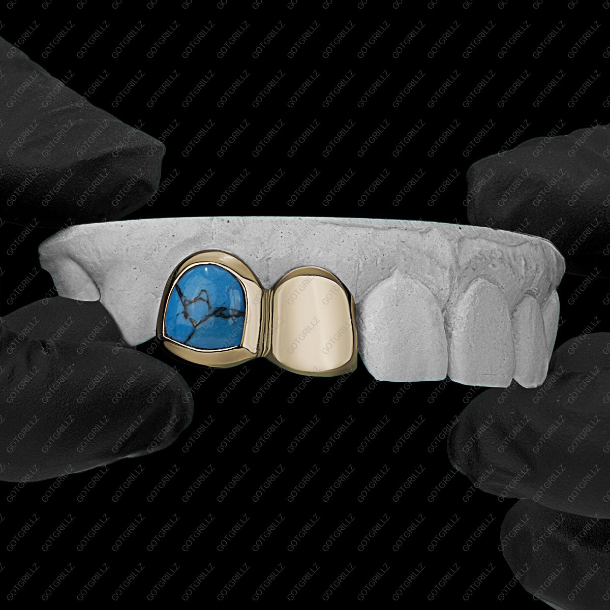 Turquoise Open Face Double Cap Grillz - GotGrillz