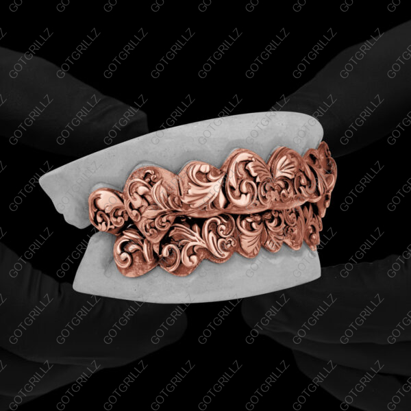 White Gold Polished Victorian Floral Grillz