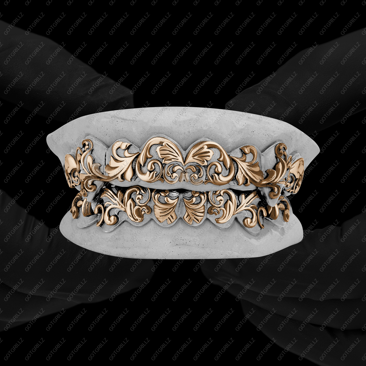 Yellow and White Gold Two Tone Polished Victorian Floral - GotGrillz