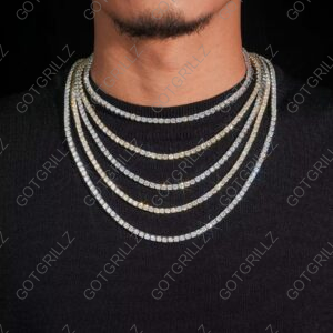 925 Sterling Silver Moissanite 4mm Tennis Chain