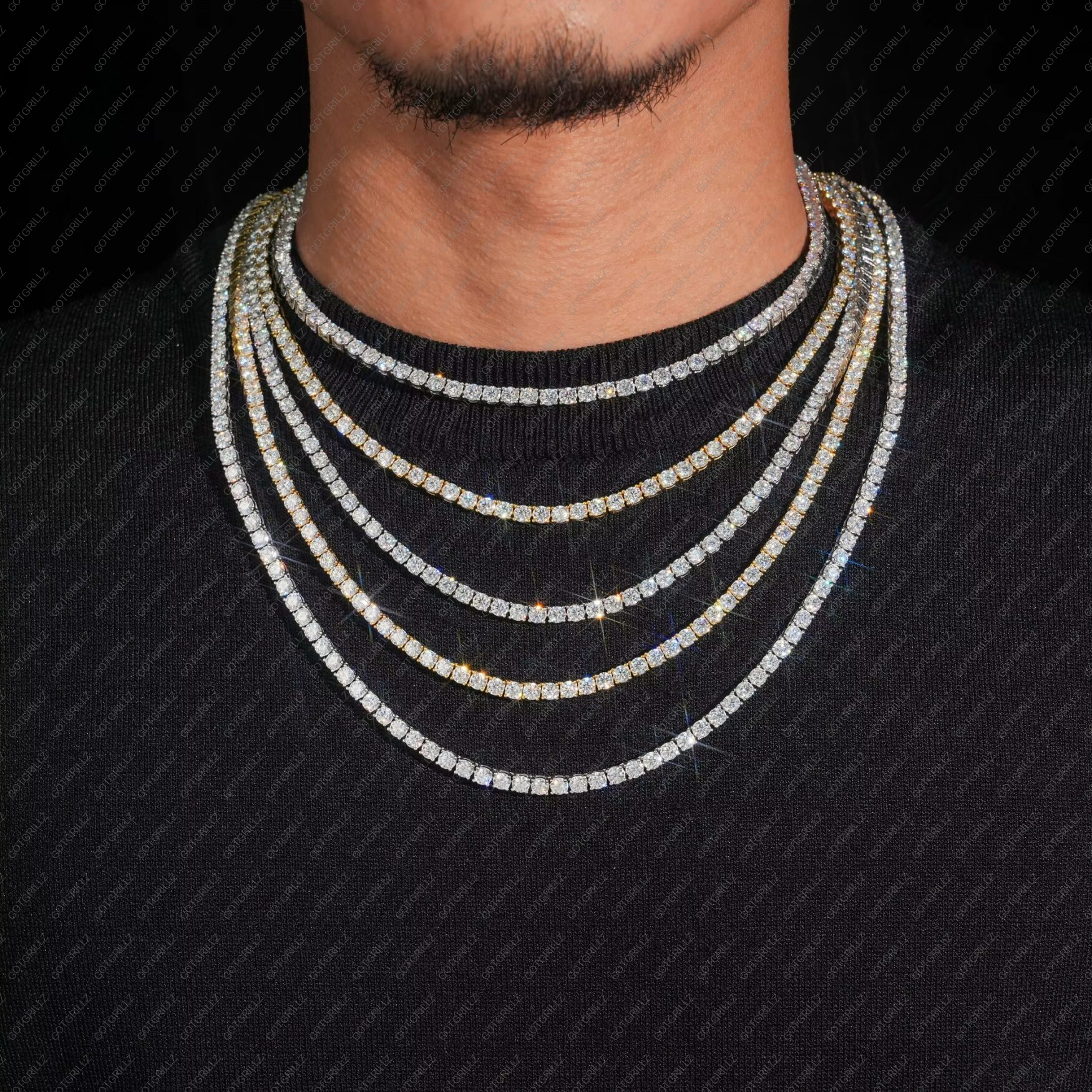 925 Sterling Silver Moissanite 4mm Tennis Chain