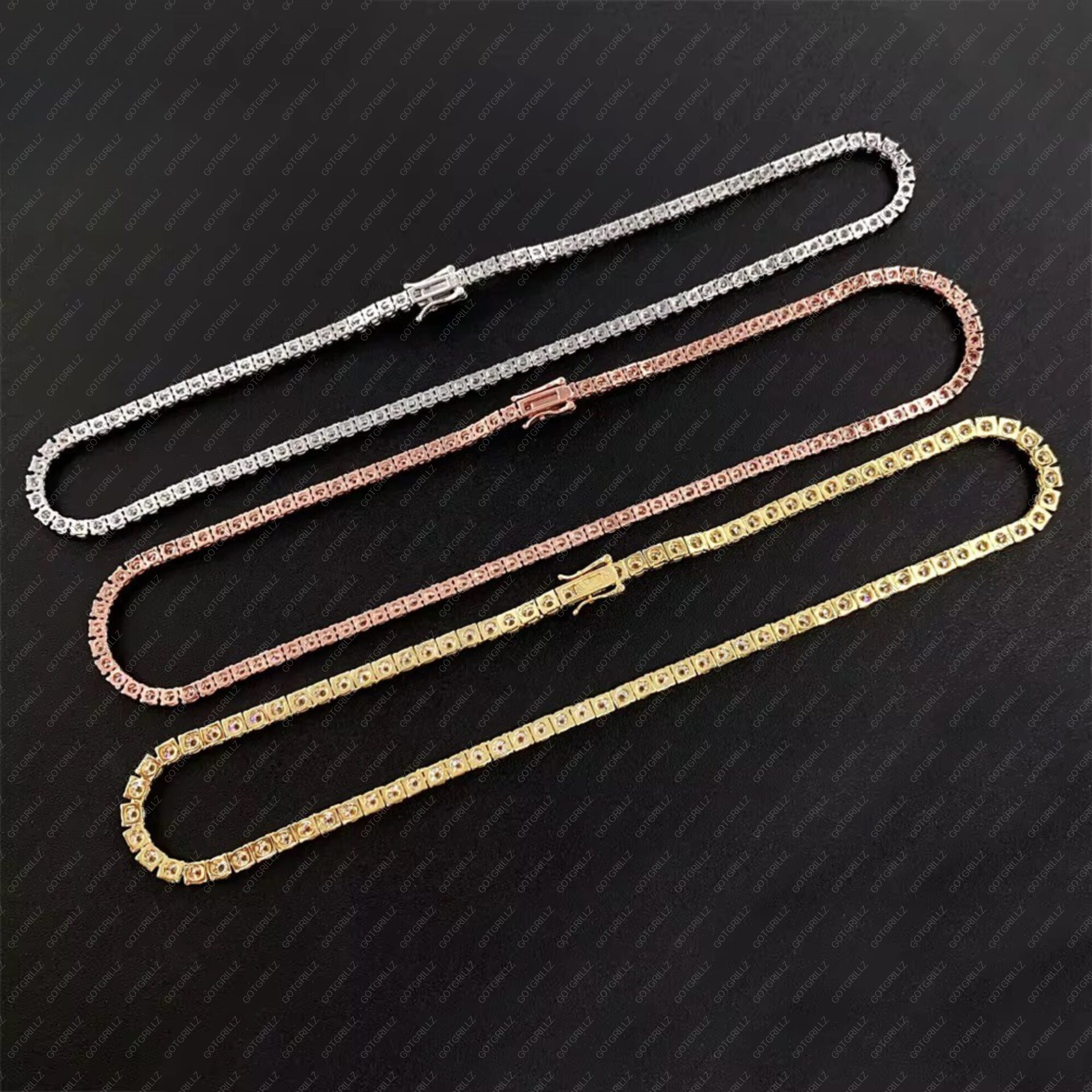 925 Sterling Silver Moissanite 4mm Tennis Chain