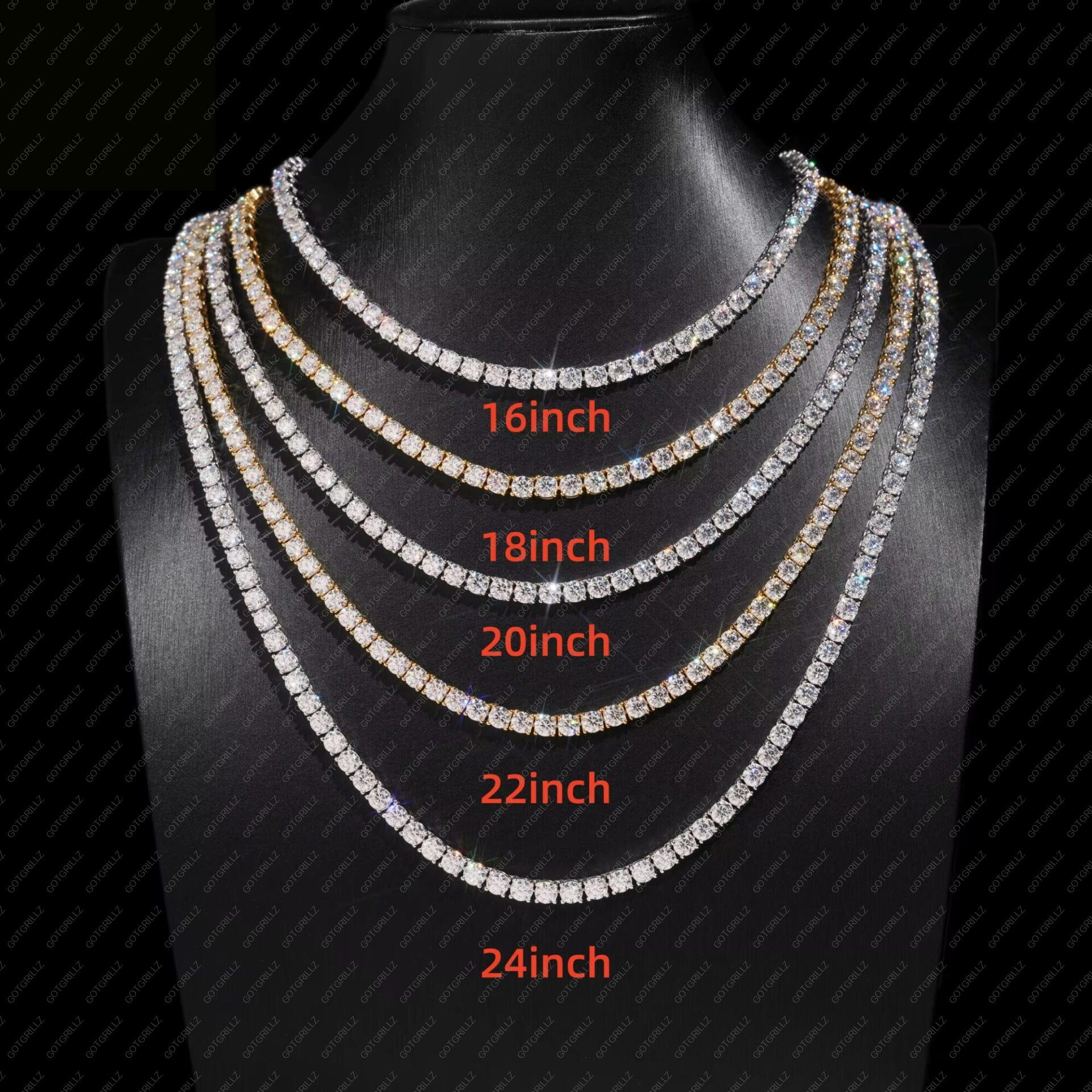 925 Sterling Silver Moissanite 4mm Tennis Chain