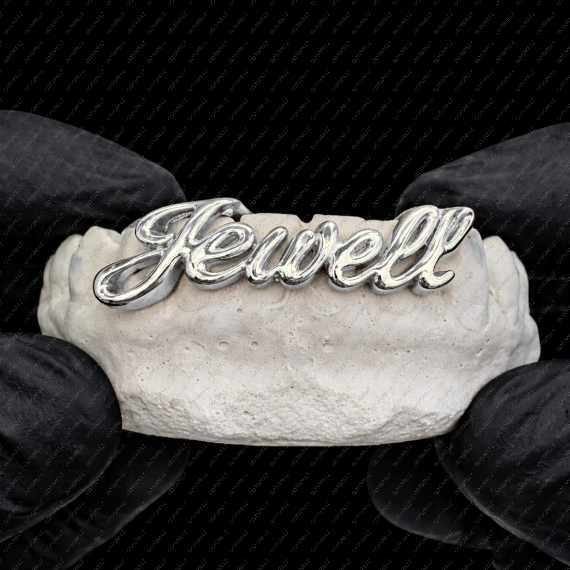 custom Gold cursive letter grillz